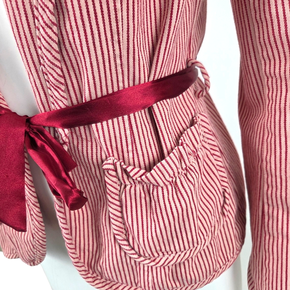 Vintage Y2K Free People Pinstripe Blazer Jacket Womens 8 Red Stripe Coquette - Picture 8 of 12